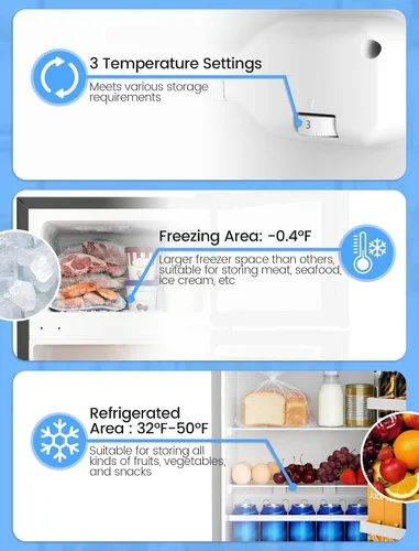 Miniatura 3 de COWSAR - Mini refrigerador compacto de 2.5 pies cúbicos con congelador, puerta doble reversible con 2 estantes extraíbles, refrigerador de bebidas
