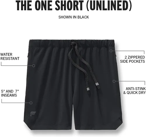 Miniatura 6 de Fabletics The One - Pantalón corto para hombre (sin forro), entrenamiento, natación, ligero, de secado rápido, bolsillo con cremallera, tejido Negro