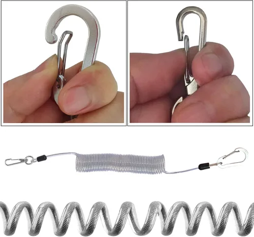Miniatura 5 de Fishing Lanyard, Heavy Duty Coiled Lanyards Stainless Steel Wire Inside, Safety Rope Extension Cord Tether Retractable Fishing Accessories for Rods