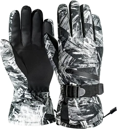 Guantes de esquí de invierno con pantalla táctil, guantes de nieve impermeables para hombres y mujeres, guantes de snowboard cálidos para motos de