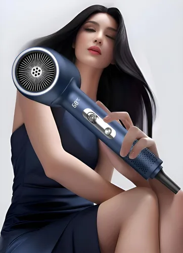 Miniatura 4 de Secador de pelo Essence Hair Care Professional, pantalla LCD de temperatura, 110 V, 3 ajustes de velocidad, color blanco