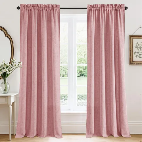 Miniatura 48 de RYB HOME Cortinas extralargas de 108 pulgadas de largo, transpirables con bolsillo para barra, cortinas traslúcidas blancas para sala de estar