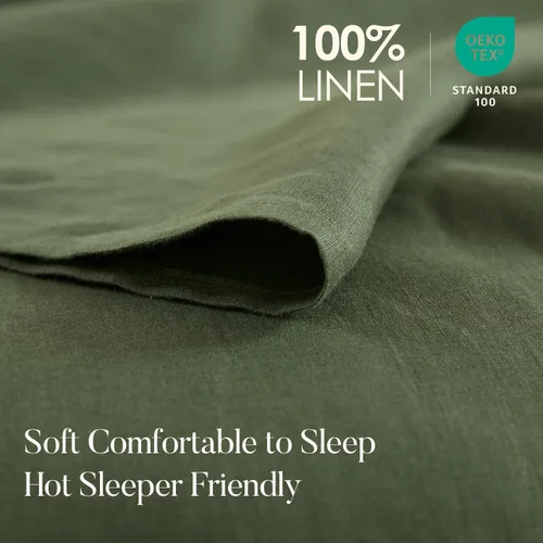 Miniatura 2 de DAPU Pure Linen - Juego de sábanas de lino puro, 100% lino francés de Normandía, transpirable y duradero para personas que duermen con calor, juego