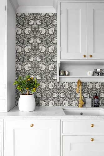 Miniatura 4 de NextWall - Papel pintado floral de pimpernel de despegar y pegar (carbón y gris perla)