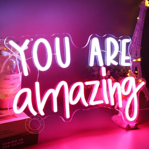 Miniatura 5 de SYLHOME Letrero de Luz LED de Neón "You Are Amazing" 5V para Dormitorio de Niñas y Niños, Sala de Estar, Aula, Decoración de Pared, Letrero