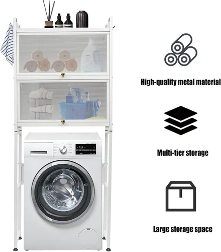 Miniatura 3 de Bathroom Organizer, Over The Toilet Storage, Adjustable Shelves for Small Room, Saver Space, Freestanding Above Toilet with Toilet Paper Holder and