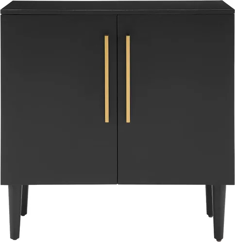 Miniatura 4 de Crosley Furniture Everett Accent - Armario de almacenamiento, soporte para tocadiscos, soporte para discos de vinilo, negro mate