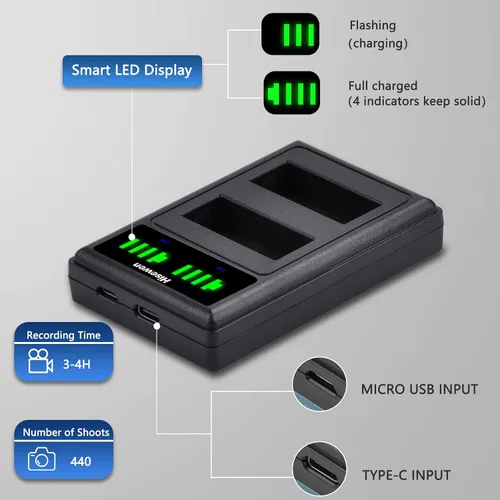 Miniatura 5 de Batería NB-10L 2 Pack 1500mAh y LED Dual USB Cargador Kit para cámaras digitales Canon PowerShot G1X, G3X, G15, G16, SX40 HS, SX40HS, SX50 HS, SX60