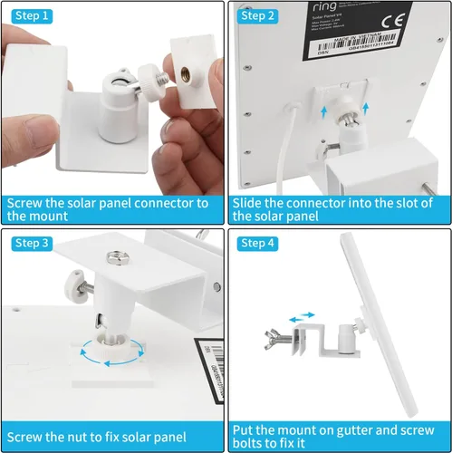 Miniatura 6 de Soporte de canalón para panel solar, soporte de montaje ajustable de aleación de aluminio resistente a la intemperie, ángulo perfecto para obtener
