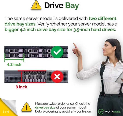Miniatura 2 de WORKDONE Paquete de 4 unidades – Organizador de disco duro de 3.5 pulgadas – Compatible con servidores Dell PowerEdge seleccionados de 11 a 13ª