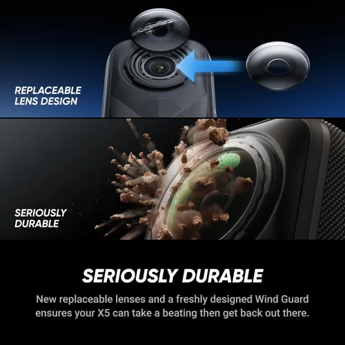 Miniatura 6 de Insta360 X5 Paquete Esencial - Cámara de acción 8K 360° impermeable, líder en poca luz, efecto de palo de selfie invisible, lente resistente