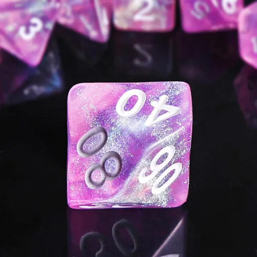 Miniatura 2 de DND - Dados transparentes rosas con purpurina que cambia de color para juego de mesa de Calabozos y Dragones, D&D, MTG, juego de dados Pathfinder