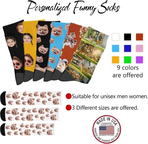 Miniatura 2 de Artsadd Calcetines personalizados Divertidos calcetines personalizados con imagen Regalos para hombres, papá, Día del Padre, cumpleaños