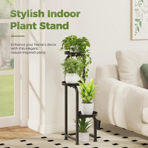 Miniatura 5 de Bamworld Soporte de esquina para plantas para interiores y exteriores, soportes altos de metal para múltiples plantas, estante resistente de 4 Verde