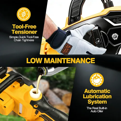 Miniatura 5 de Mini motosierra inalámbrica de 8 y 10 pulgadas, compatible con batería Dewalt de 20 V MAX, motosierras eléctricas sin escobillas para cortar madera