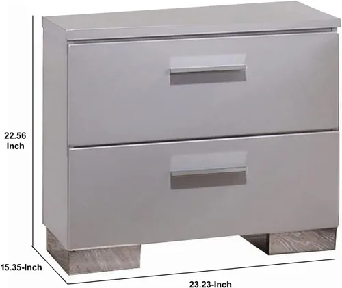 Miniatura 3 de Acme Muebles Lorimar Mesita de noche de madera con 2 cajones en color blanco