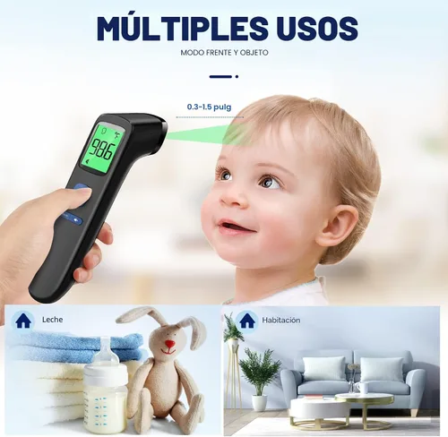 Miniatura 5 de Termómetro sin contacto para adultos y niños, termómetro digital para bebés con alarma de fiebre, resultado rápido en 1 segundo, fácil de usar, modo