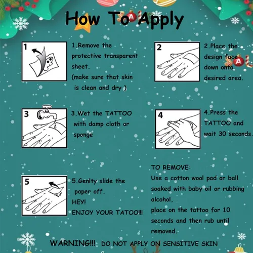 Miniatura 7 de CHARLENT 148 tatuajes temporales de Navidad para niños, tatuajes individuales de Navidad para niños, recuerdos de fiesta de Navidad, relleno