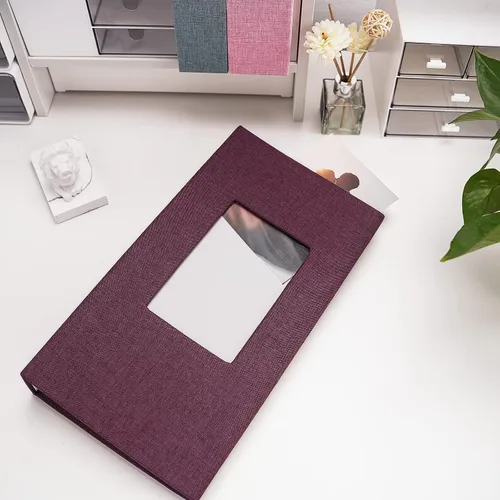 Miniatura 9 de Vienrose - Álbum de fotos de lino con 300 bolsillos de 4 x 6 pulgadas, cubierta de tela, para bodas, familias, aniversarios y bebés Morado