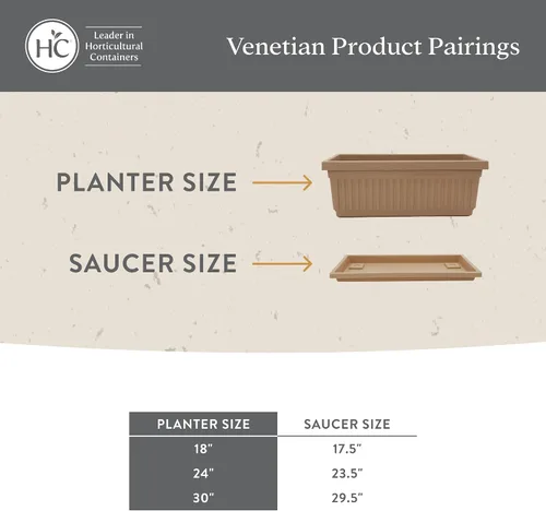 Miniatura 7 de The HC Companies Macetero veneciano de 18 pulgadas con tapón de drenaje, macetas de plástico ligero resistente a los rayos UV para interiores y Negro