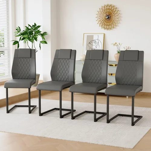 Miniatura 19 de gopop Juego de 4 sillas de comedor, modernas sillas de cocina y comedor con patas de metal galvanizado, sillas laterales tapizadas para comedor