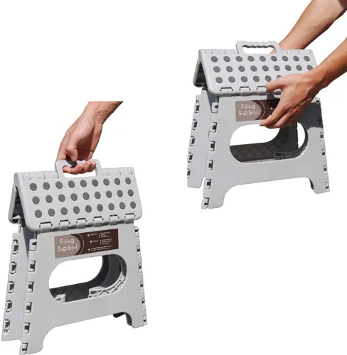 Miniatura 4 de Taburete plegable antideslizante, lo suficientemente resistente y seguro, soporta hasta 300 libras, taburete de 11 pulgadas para adultos o niños