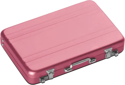 Miniatura 4 de Estuche para tarjetas de visita de tarjeta de crédito de equipaje de aleación de aluminio grabado personalizado - Regalo personalizado, Rosa