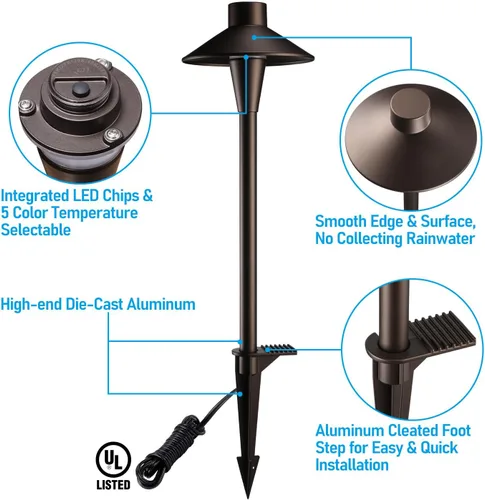 Miniatura 5 de LEONLITE Actualización de luces de camino de bajo voltaje de 5CCT, luz de camino de paisaje LED de 12-24V, 1800/2700/3000/4000/5000K, CRI90