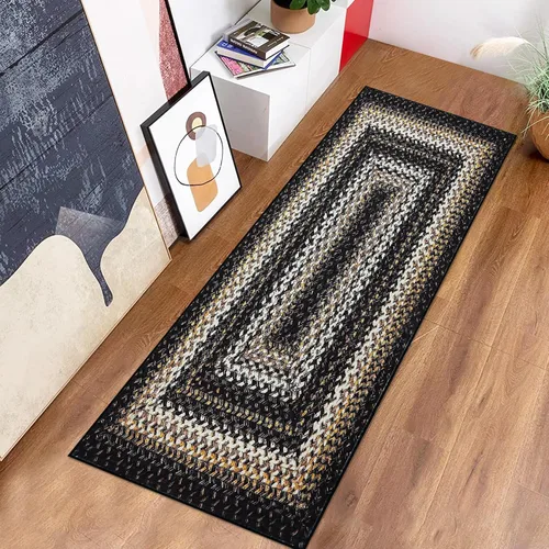 Miniatura 14 de ROYHOME Tapete pequeño para puerta de 2 x 3 pies, alfombra de área lavable, alfombras de área con estampado trenzado bohemio, alfombra de área