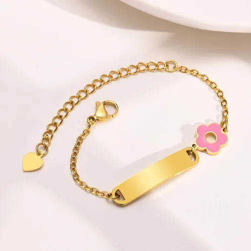 Miniatura 107 de Pulsera de barra para bebé: chapado en oro de 18 quilates, pulsera con placa de identificación personalizada para niños pequeños de mamá, nombre