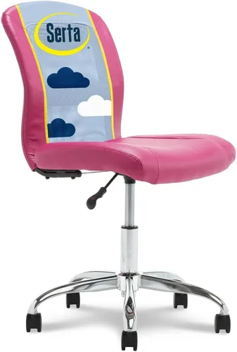 Miniatura 18 de Silla de escritorio Serta Essential sin brazos, sillas pequeñas de escritorio con ruedas, respaldo de malla transpirable y cuero sintético, asiento