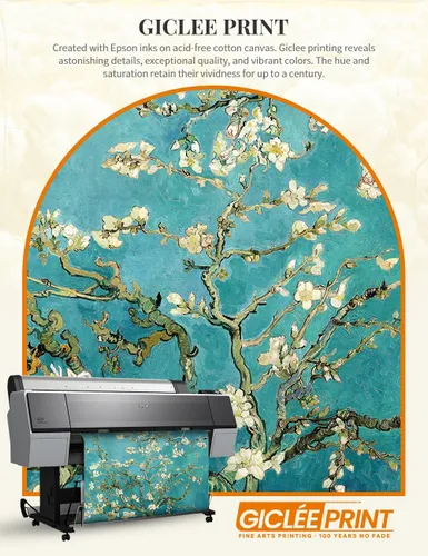 Miniatura 6 de Serie de pinturas de Vincent Van Gogh (favoritos). Reproducción de arte clásico de Van Gogh, impreso en lienzo, Algodón, Almond Blossom, 16x20