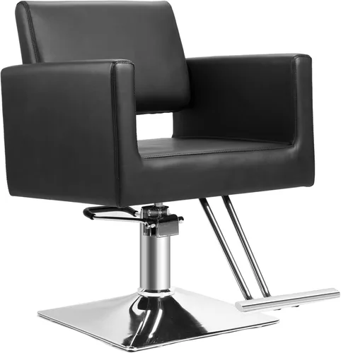 Silla de peluquería para peluquería, capacidad de 330 libras, con bomba hidráulica resistente, equipo de belleza ajustable giratorio de 360°, Negro