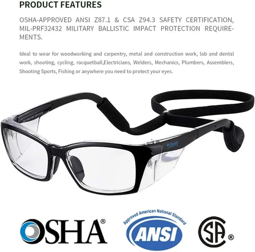 Miniatura 2 de Gafas de Seguridad Graduables Antiempañantes con Bloqueador de Luz Azul, Brazos de Goma Suave Ajustables y Antideslizantes y Almohadillas