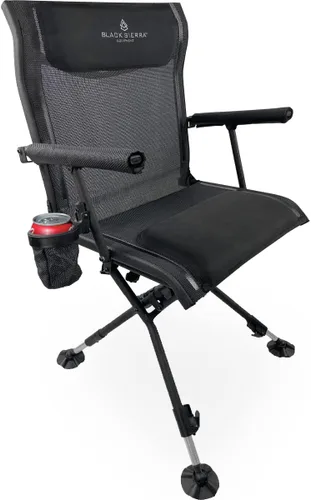Silla Giratoria de Caza Black Sierra XL – Asiento Ciego Silencioso de Servicio Pesado 360° que Soporta 300 libras, Reposabrazos Acolchados, Pies