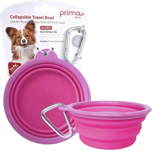 Miniatura 10 de Prima Pet Plegable Silicona Food & agua Tazón con clip de viaje para perro y gato, tamaños disponibles: pequeño (1,5 tazas) & Grande (5 tazas), Agua