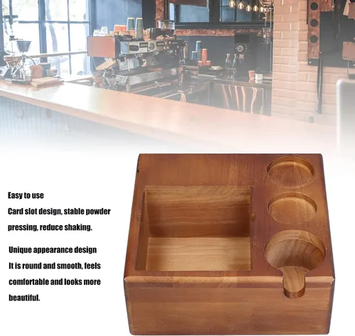Miniatura 2 de Soporte de café con caja de café, soporte de madera para café, soporte antideslizante para distribuidor de mango de café, contenedor