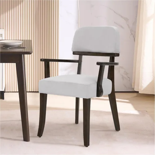Miniatura 21 de adochr Sillas de comedor de terciopelo con brazos, sillas de comedor tapizadas con patas de madera dura y respaldo curvado abierto, sillas de cocina