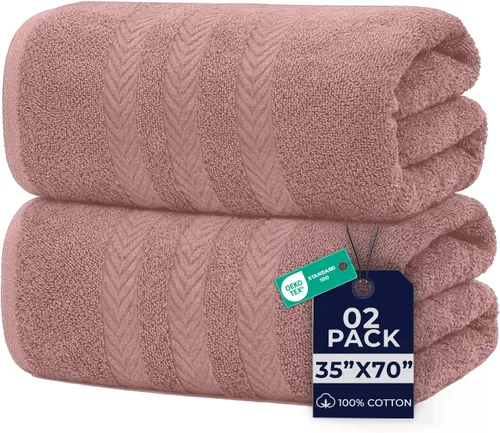 Miniatura 15 de DAN RIVER Paquete de 2 sábanas de baño de lujo 35x70, 600 g/m², toallas de 100% algodón hilado en anillo suaves y de secado rápido, ideales