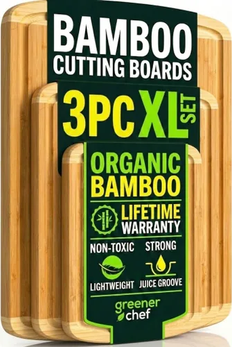 Miniatura 8 de Tablas de cortar de madera orgánica para la cocina para cortar verduras, tallar carne, cortar pan y servir charcutería para la preparación de Un
