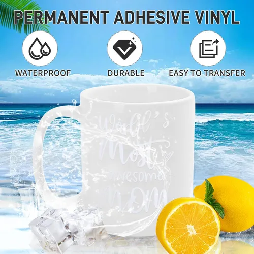 Miniatura 5 de IModeur Vinilo permanente blanco mate para máquinas de corte, rollo de vinilo adhesivo permanente metálico de 12 pulgadas x 12 pies para decoración