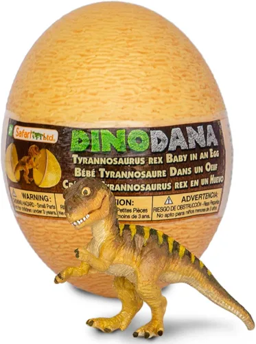 Safari Ltd. Dino Dana Baby Tyrannosaurus Rex - Figura de huevo de dinosaurio de 4.5 pulgadas, juguete educativo para niños, niñas y niños a partir