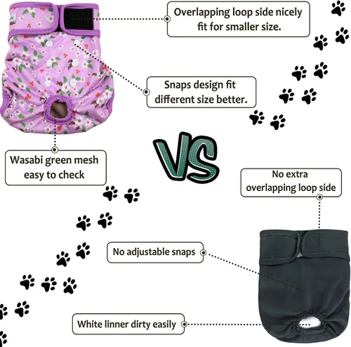 Miniatura 131 de Pañales lavables para perros, para hembras caninas, reutilizables, para periodo de celo, altamente absorbentes, para incontinencia, con broches