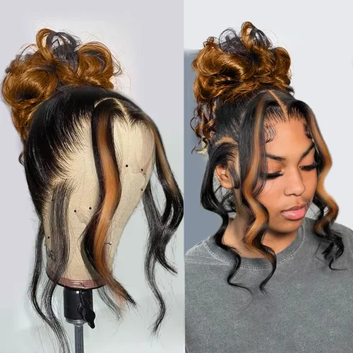 Miniatura 38 de BAIICS Pelucas de cabello humano rubio miel con encaje frontal transparente HD de 13 x 6 pulgadas, peluca frontal de encaje transparente HD 12A
