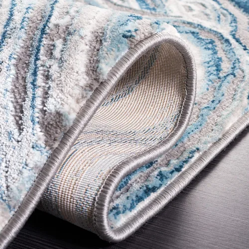 Miniatura 7 de SAFAVIEH Meadow Collection - Alfombra para pasillo, 2 x 7 pies, azul y gris, diseño abstracto moderno, no desprende pelusa y de fácil cuidado, ideal