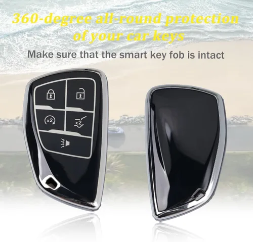 Miniatura 3 de WJS Funda para Llavero, Carcasa Protectora para Llave de Automóvil Compatible con Chevy Silverado Equinox Traverse 2022-2025; GMC Sierra 1500 2500HD