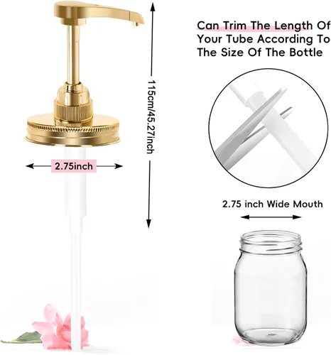 Miniatura 2 de Tapas dispensadoras de jarabe y miel para tarro de masón, dispensador de plástico y tapa de acero inoxidable para boca regular de 2.75 pulgadas