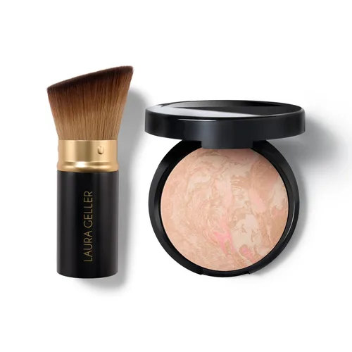 Laura Geller New York Baked Balance-n-Brighten - Base con corrector y brocha Kabuki, porcelana