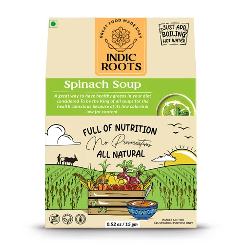 Miniatura 3 de Organic Roots Sopa de espinacas Palak paquetes de sopa instantánea saludable natural lista para cocinar, mezcla de sopa de verduras en polvo