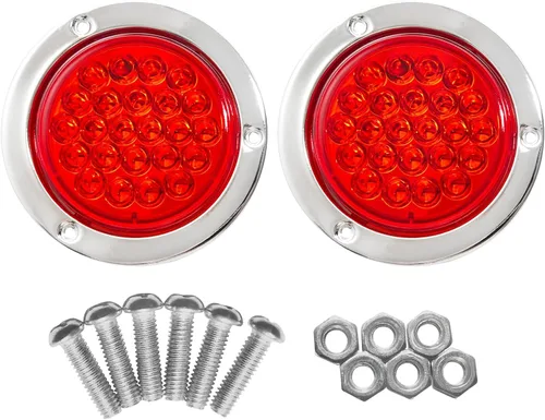 Miniatura 2 de Oyviny 2 luces traseras redondas de freno de freno de remolque de 4 pulgadas, 24 LED, 12 V CC + 4 conectores de luz de remolque de 3 pines